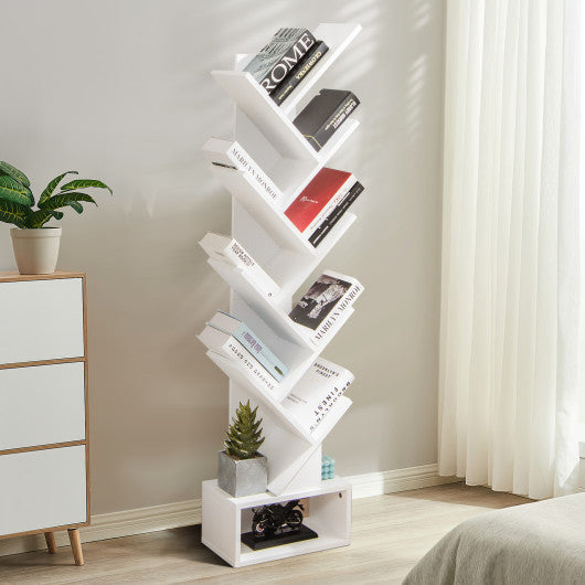 10-tier Tree Bookshelf with Drawer Free-standing Storage Bookcase - Image 10