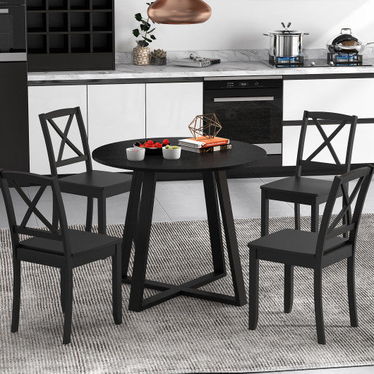 36 Inch Mid-Century Round Dining Table with Pedestal Base for Dining Room-Black - Image 2