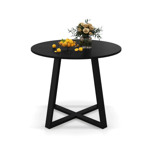 36 Inch Mid-Century Round Dining Table with Pedestal Base for Dining Room-Black - Image 3