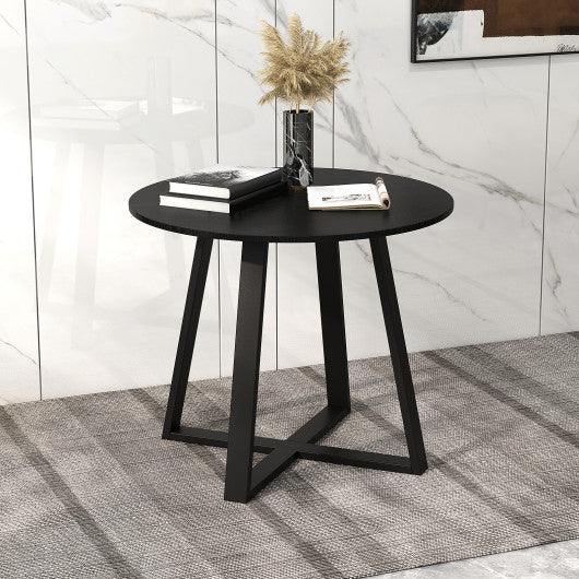 36 Inch Mid-Century Round Dining Table with Pedestal Base for Dining Room-Black - Image 6