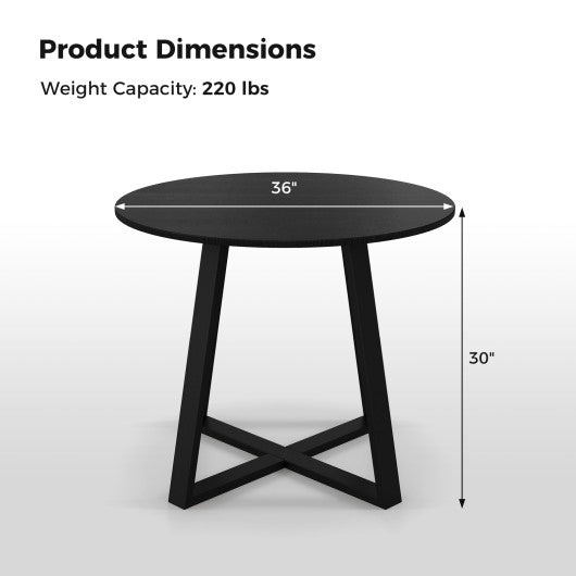 36 Inch Mid-Century Round Dining Table with Pedestal Base for Dining Room-Black - Image 5