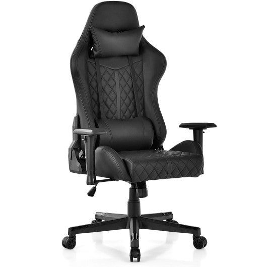 Adjustable 360° Swivel PU Gaming Chair with RGB LED Lights and Nylon Base-Black - Image 3