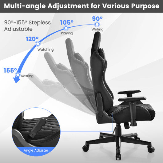 Adjustable 360° Swivel PU Gaming Chair with RGB LED Lights and Nylon Base-Black - Image 7